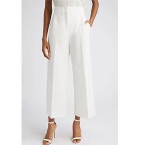 LELA ROSE wide leg Stretch Twill High Waist Wide Leg Pant Size 8 Ivory white